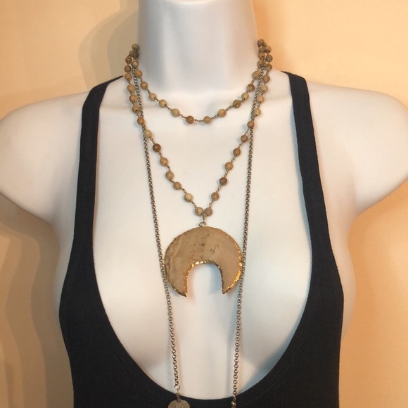 Curated bundle 2 festival boho dress up layered look necklaces statement artisan - Picture 4 of 8